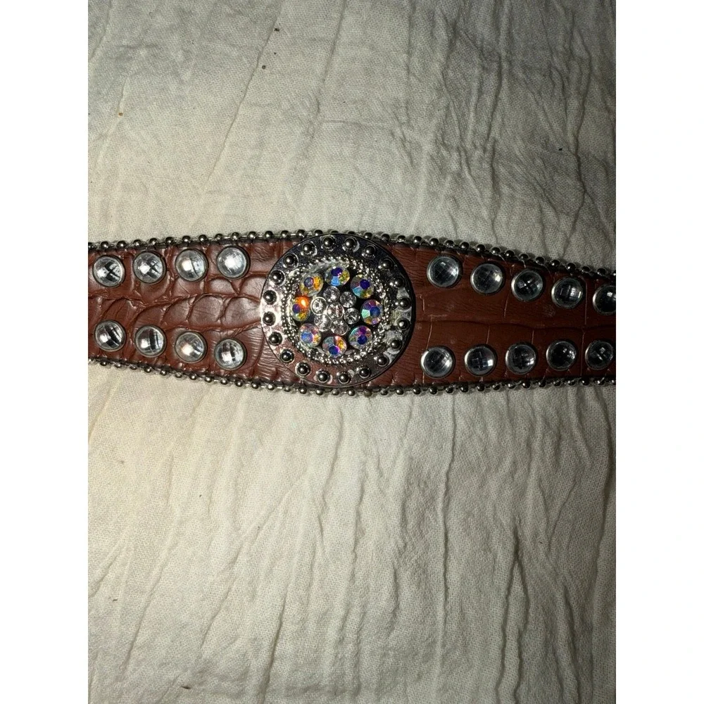 Blazin Roxx Women's Brown Croc Print Rhinestone Western Belt N3512002
